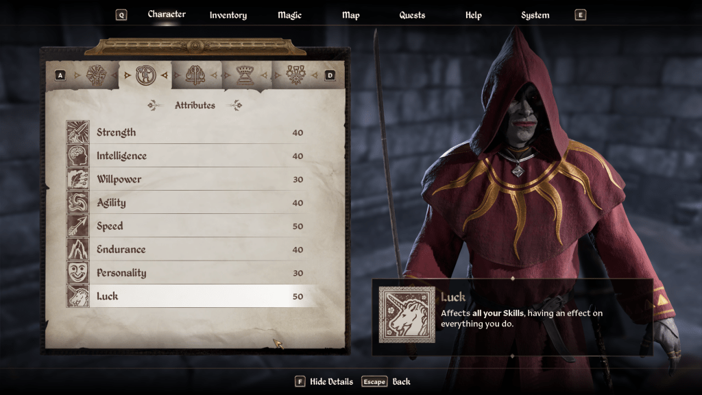 Stats in Oblivion Remastered