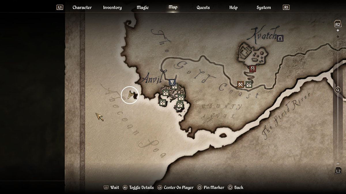 The in-map location of the Fin Gleam Helm.