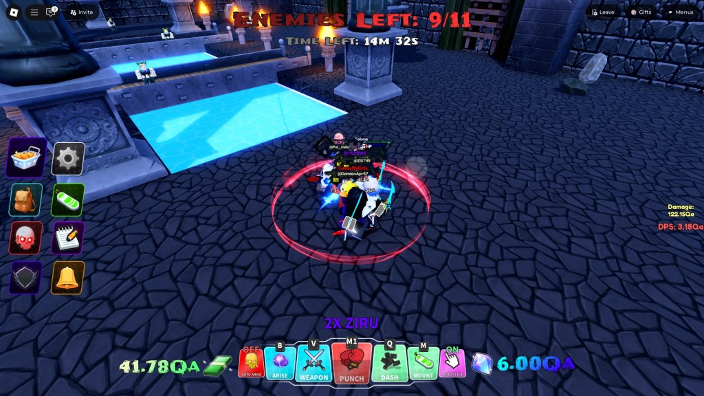 Multiple players fighting a mob in an Arise Crossover Dungeon