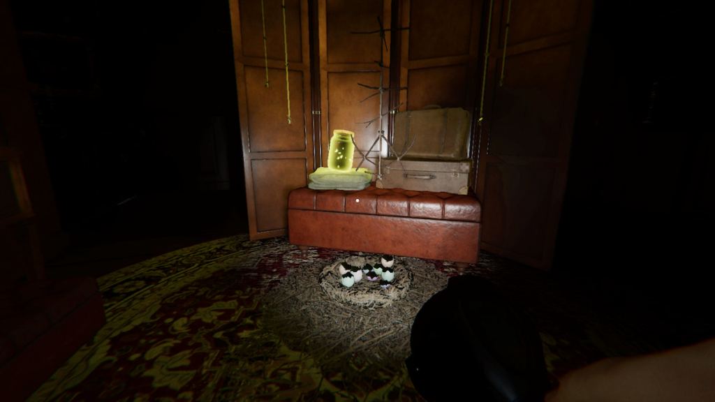 Forest Minion nest by an ottoman in Phasmophobia