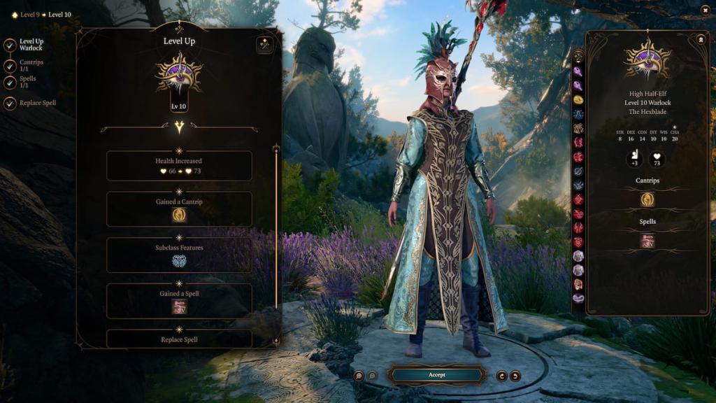 BG3 Hexblade Warlock level 10 abilities