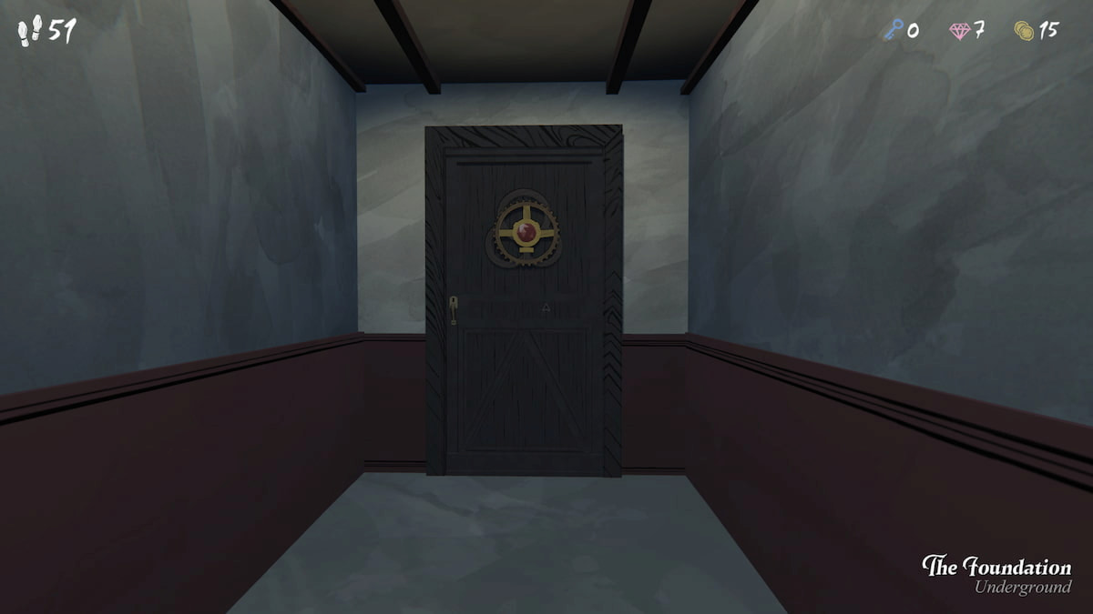 Basement door in Blue Prince