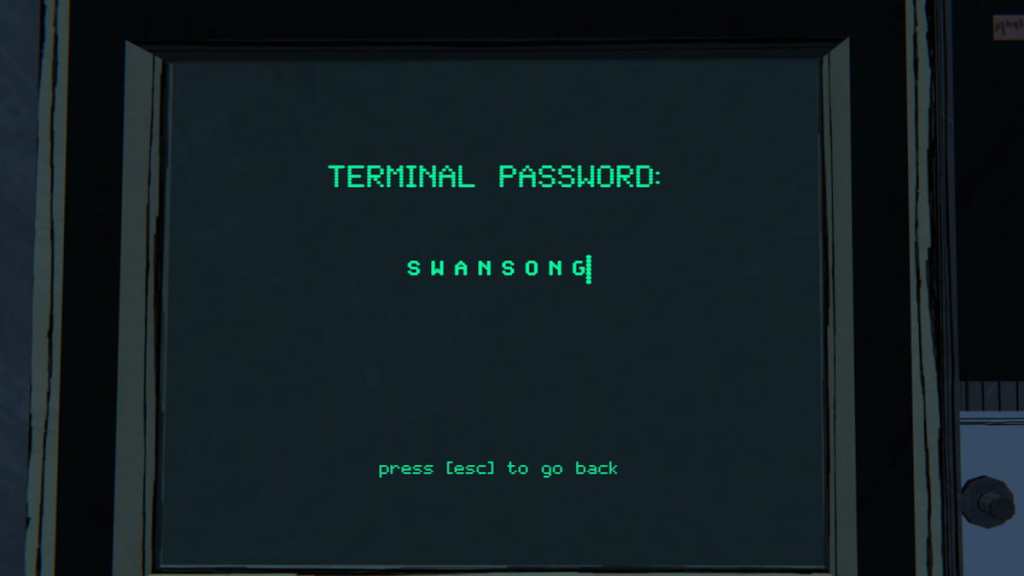 Blue Prince Swansong password in the Security Terminal