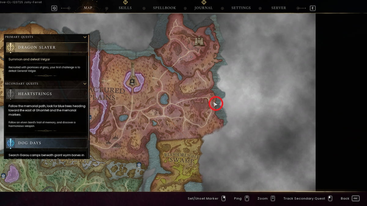 Fifth blue tree map location in Fractured Plains