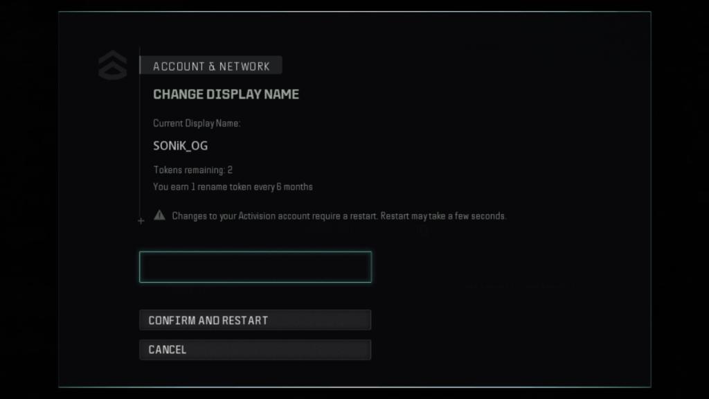 an image of the screen to change your display name in Warzone
