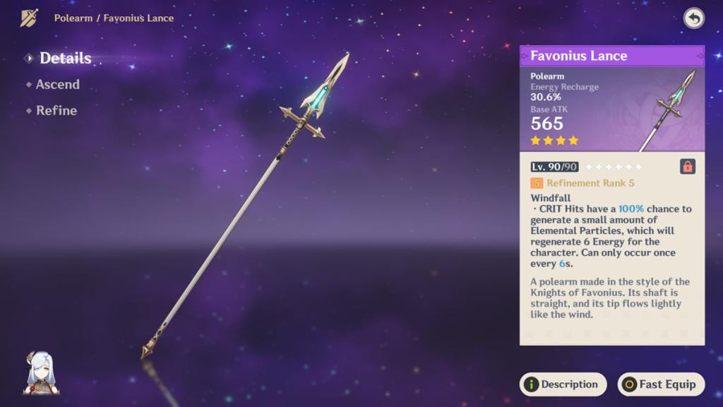 Favonius Lance is a good for F2p escoffier build