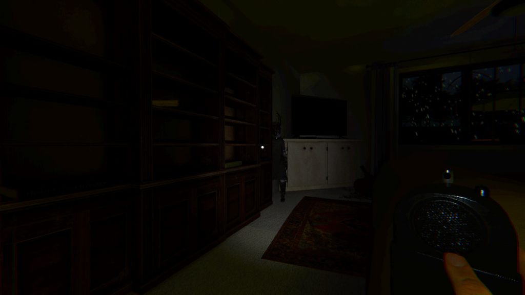 The forest spirit ghost half hiding behind a cupboard in phasmophobia