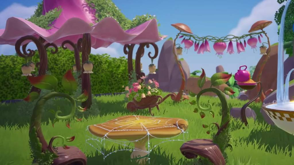 Some fairy furniture items in the garden of whimst star path in DDV