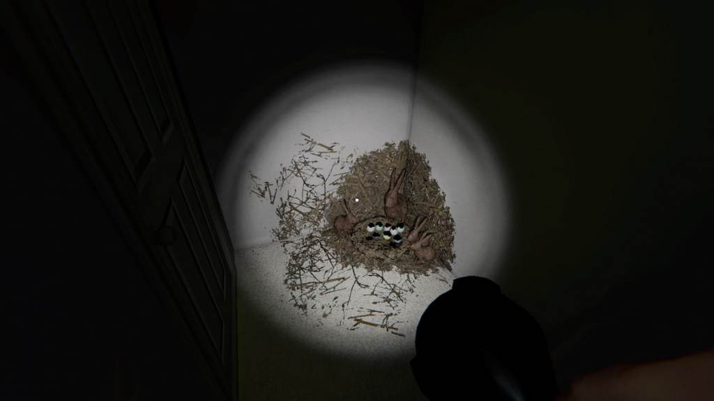 A Forest Minion nest in the hallway at 6 Tanglewood Drive in Phasmophobia