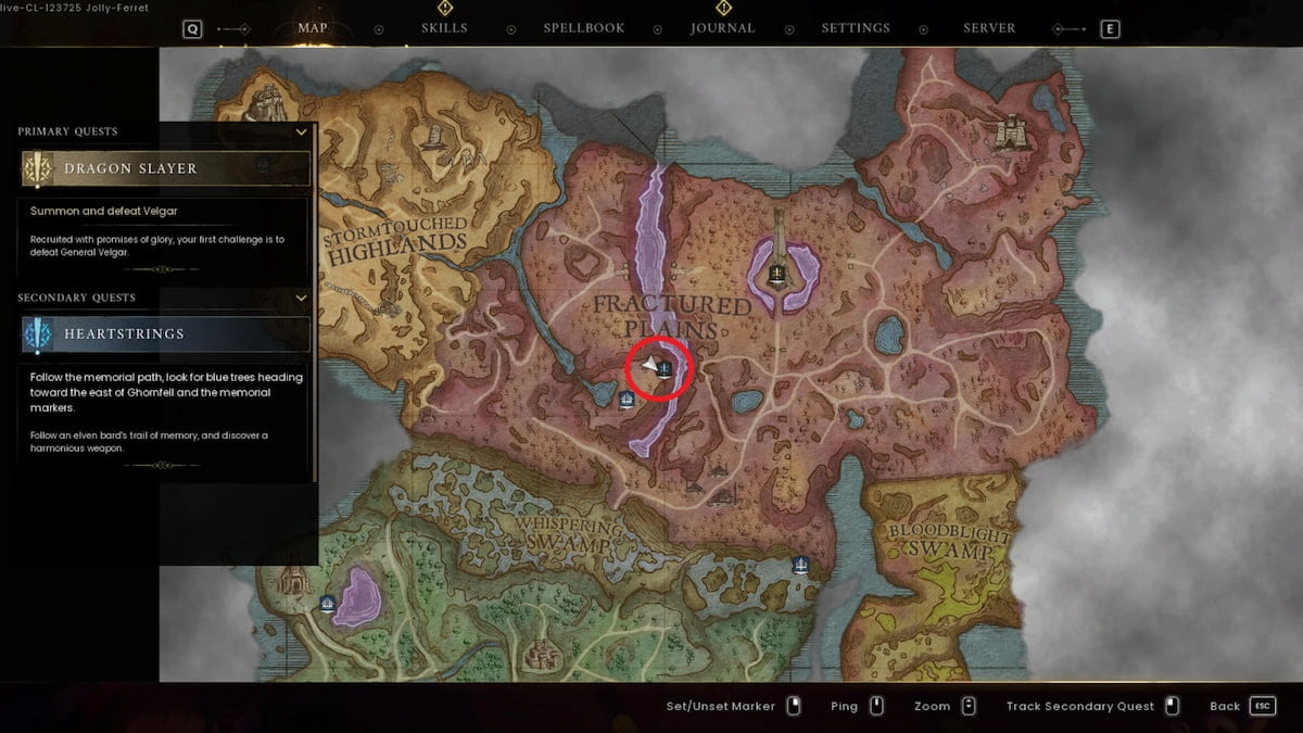 Heart String quest map location