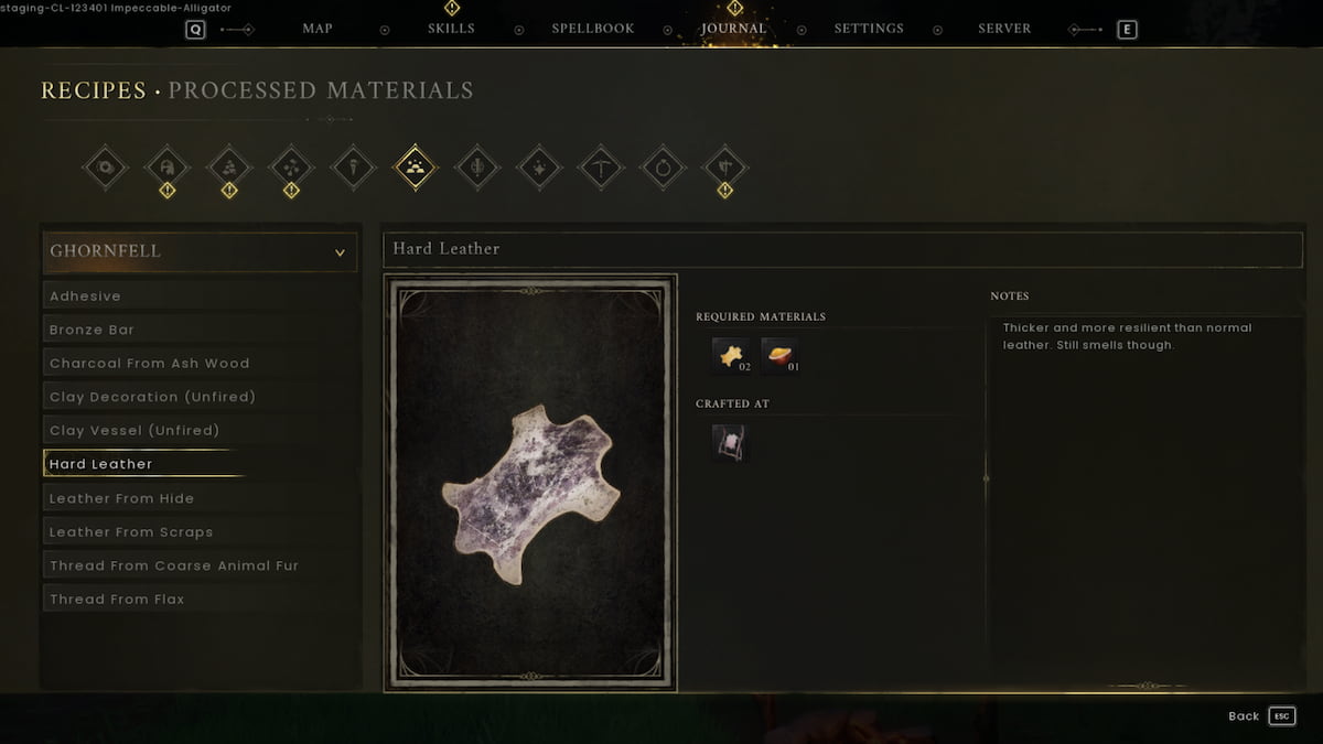 Hard Leather recipe in RuneScape: Dragonwilds