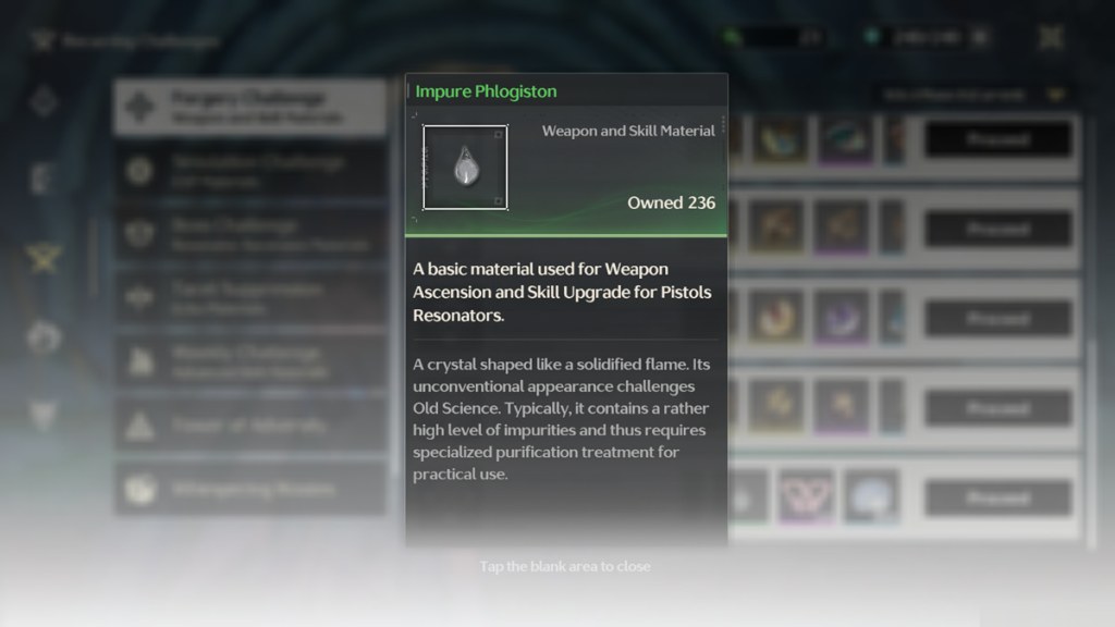 impure phlogiston - ciaccona skill material