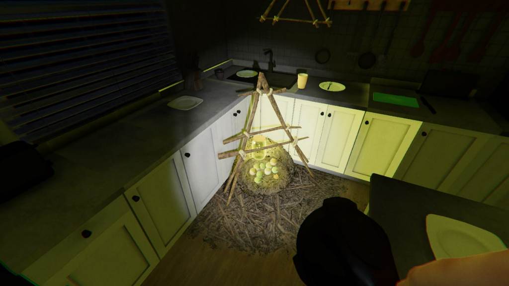 A Forest Minion nest in the kitchen at 6 Tanglewood Drive in Phasmophobia