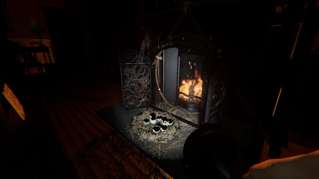 Forest Minion nest by fireplace in Phasmophobia