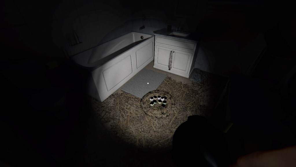 A Forest Minion nest in the master bathroom at 6 Tanglewood Drive in Phasmophobia