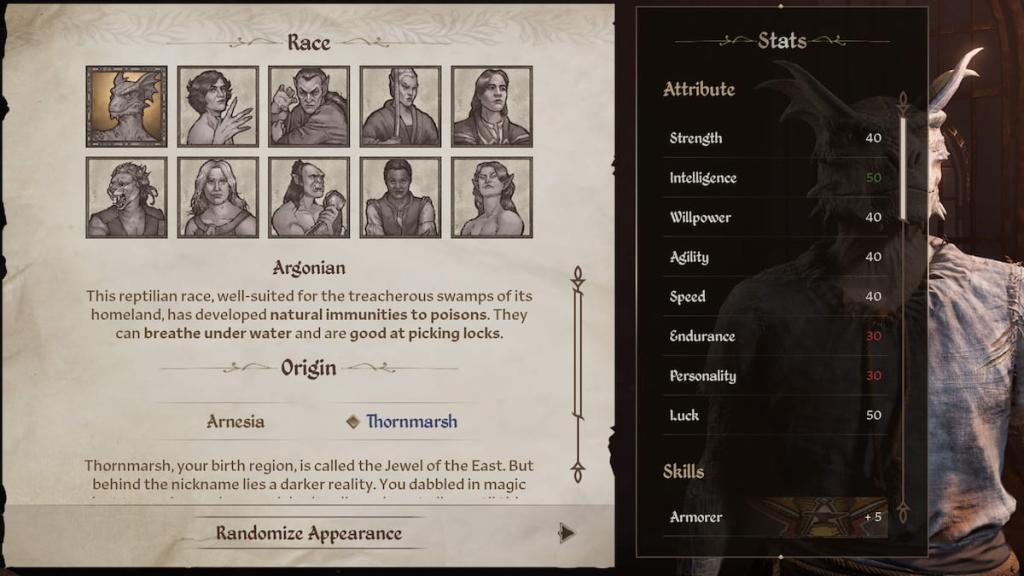 Oblivion Remastered race options