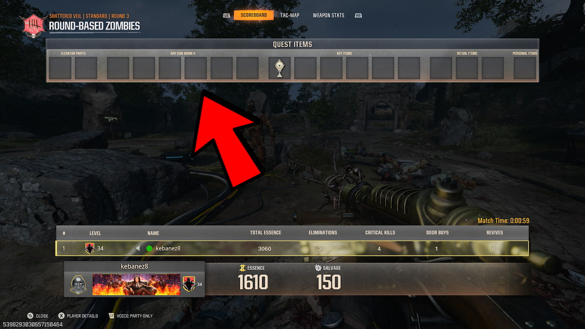 Ray Gun Mark 2 Quest Items section