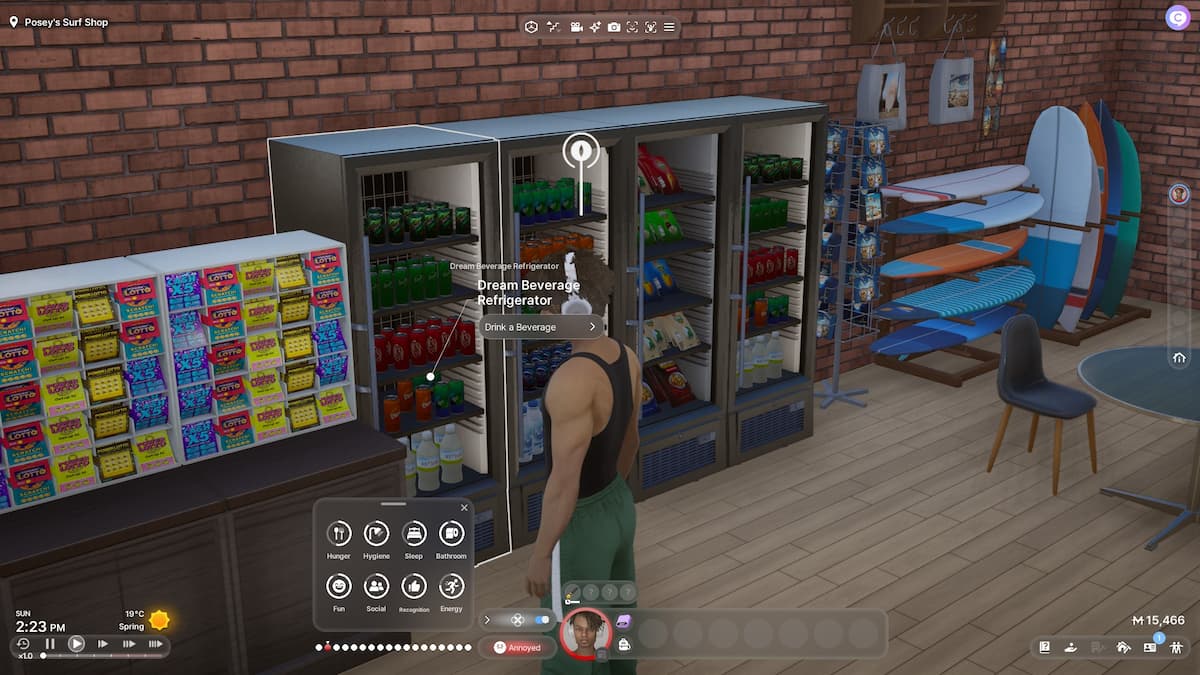 a screenshot of a zoi trying to restock shelves in inzoi