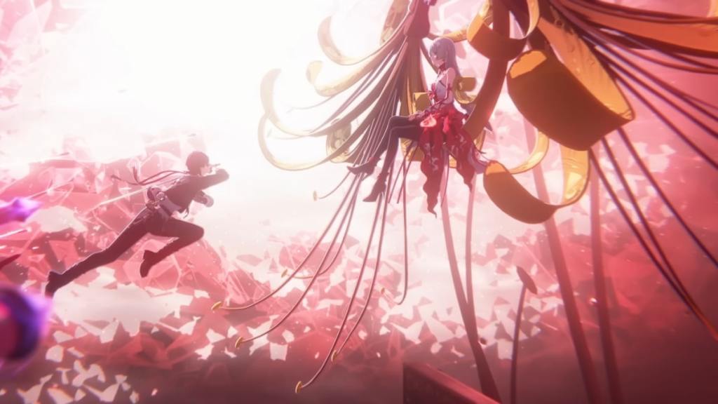 phrolova sitting on the large ring with lycoris in rinascita quest cutscene