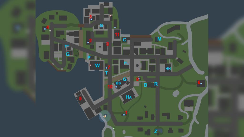 Schedule 1 full map and letter key