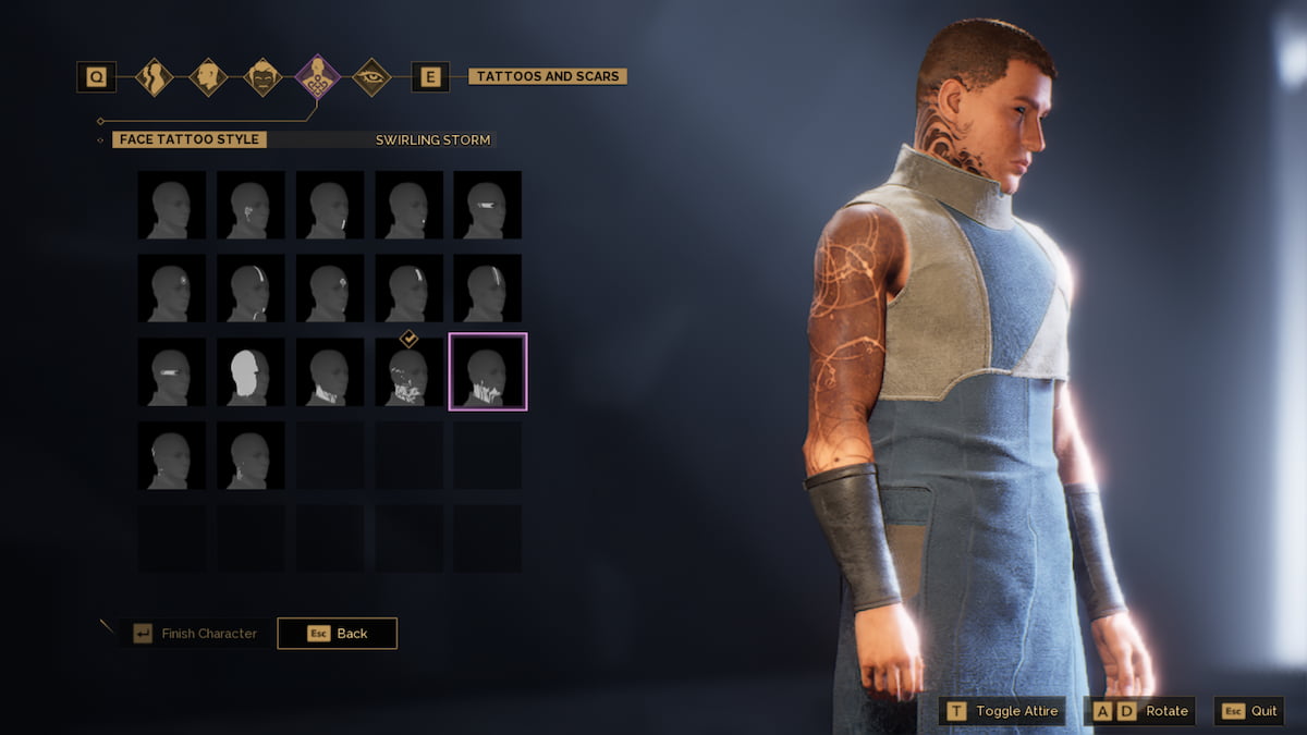 Tattoo designs in Dune Awakening character customization