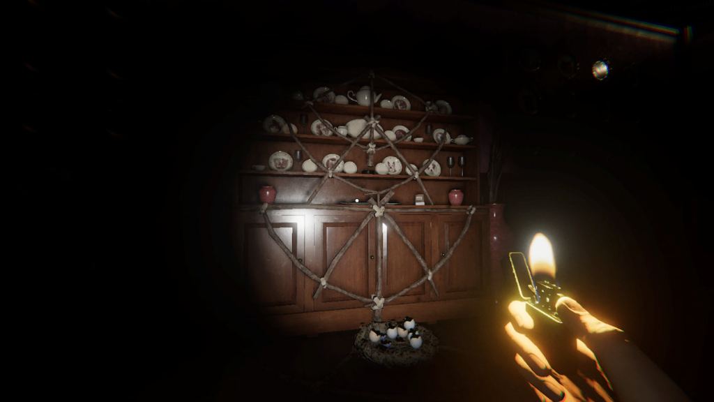 Forest Minion nest by tea cabinet in Phasmophobia