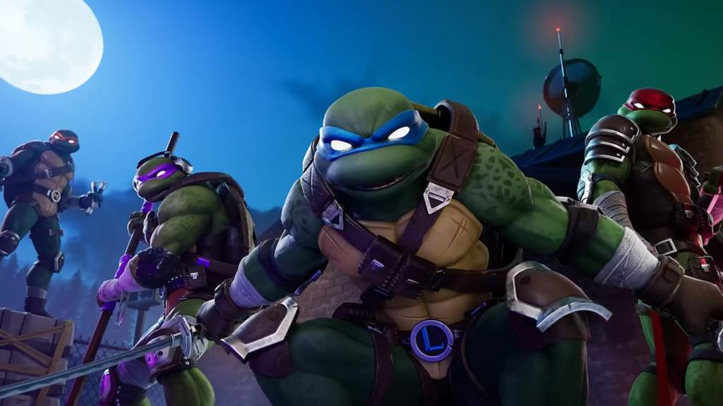 TMNT standing on a roof in Fortnite