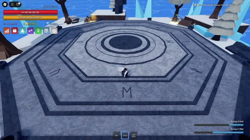 A player executing the V move of the Emiya Sword in the Verse Piece Roblox experience