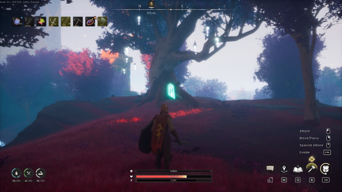 Blue tree next to enemy fortress