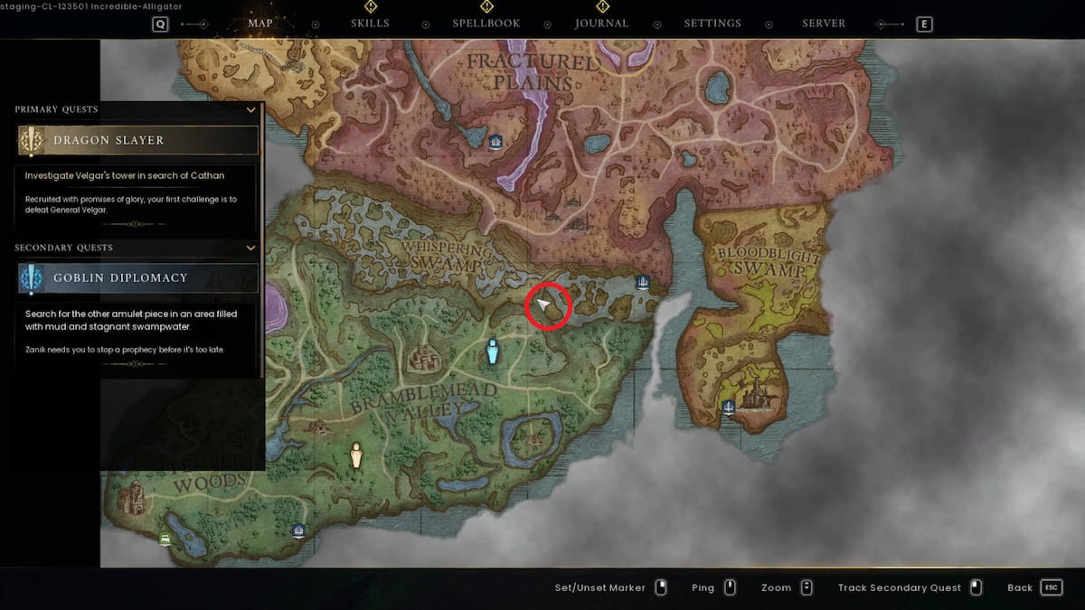 Whispering Valley amulet map location