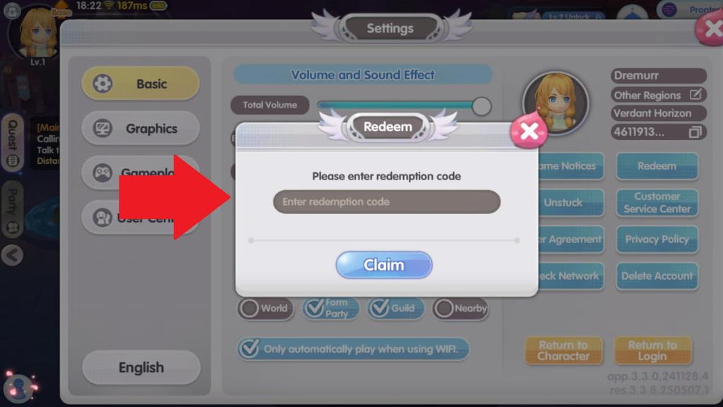 How to redeem Ragnarok X codes step 3