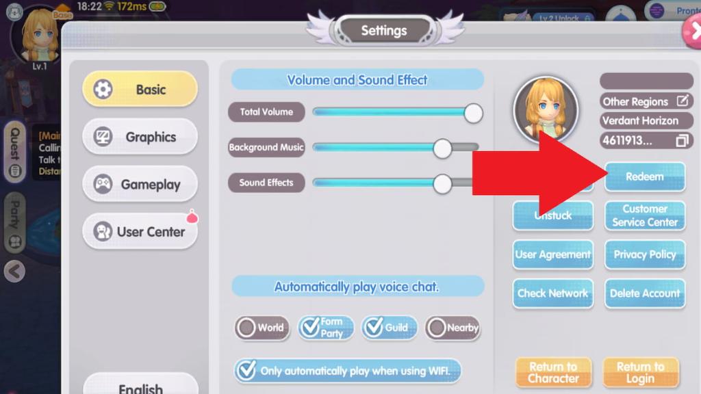 How to redeem Ragnarok X codes step 2