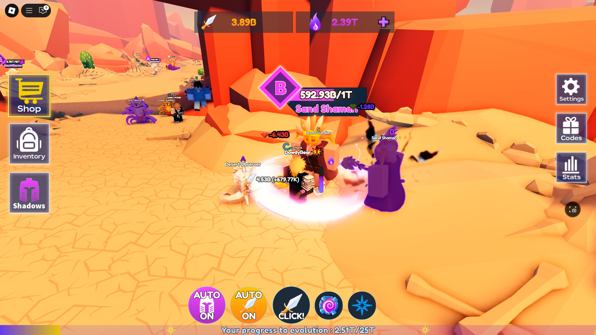 An Anime Arise Evolution player is fighting