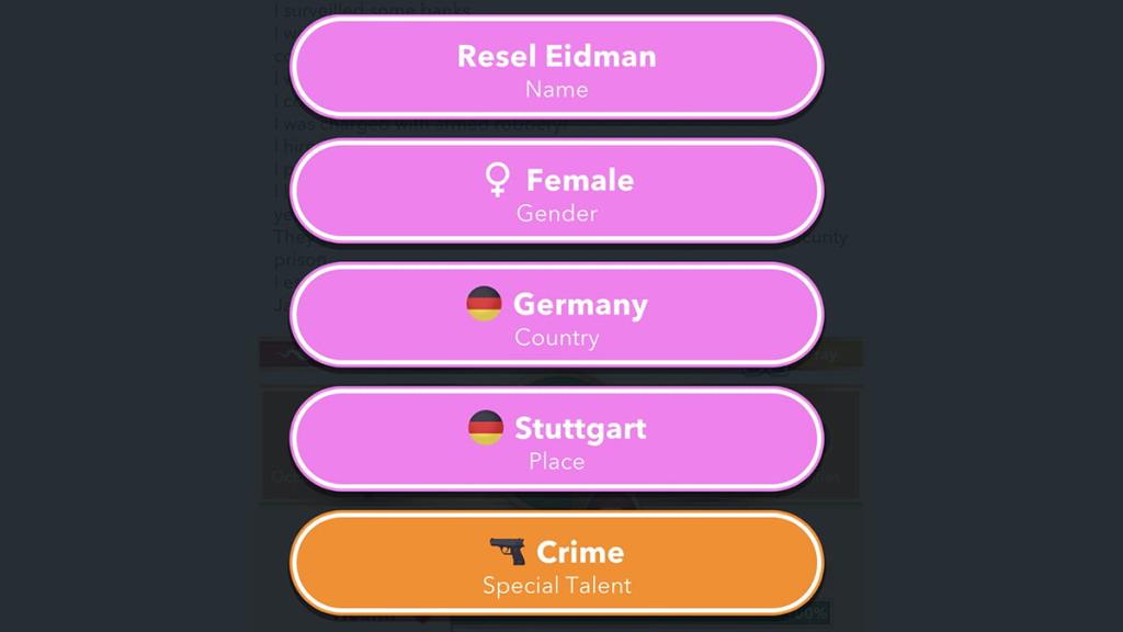 Being born as a female in Germany in BitLife