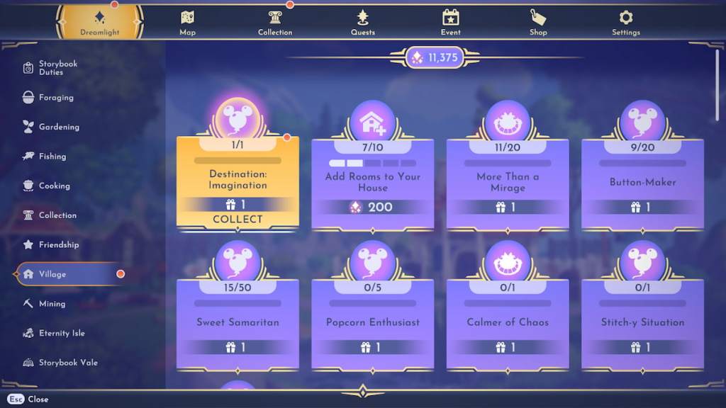 Completed Destination: Imagination duty Disney Dreamlight Valley