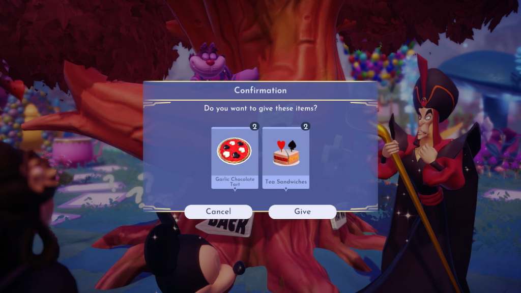 Giving Cheshire the Nonsense Party meals in DDV