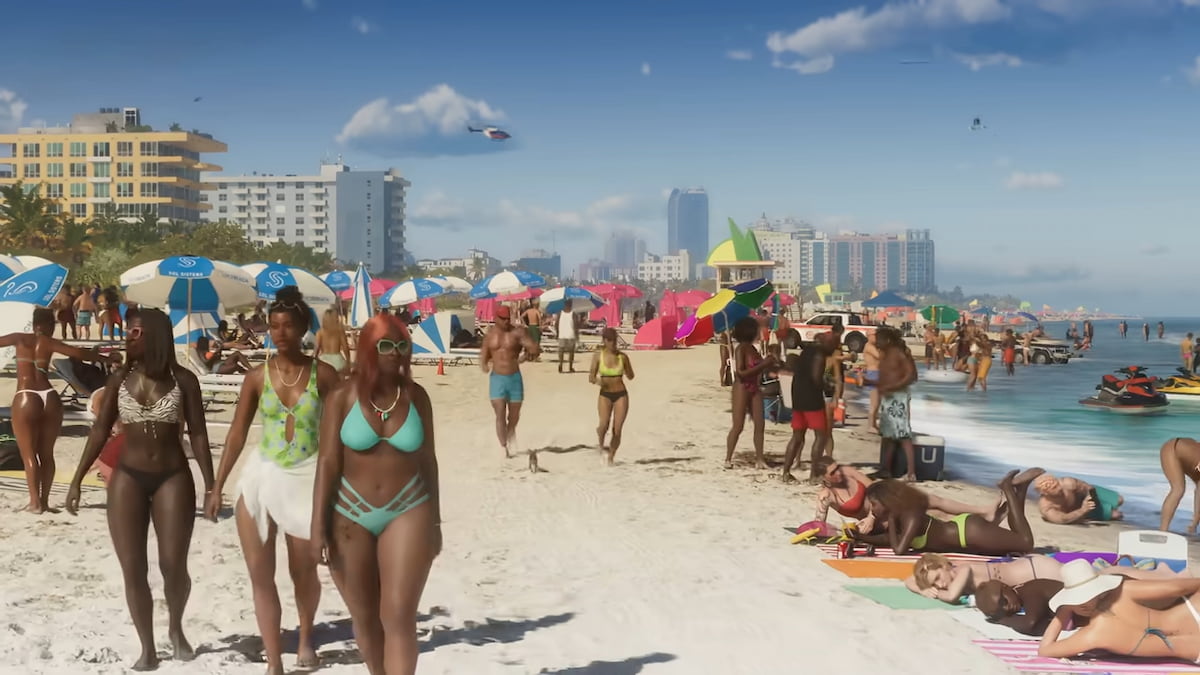 NPCs roaming the beach in Vice City