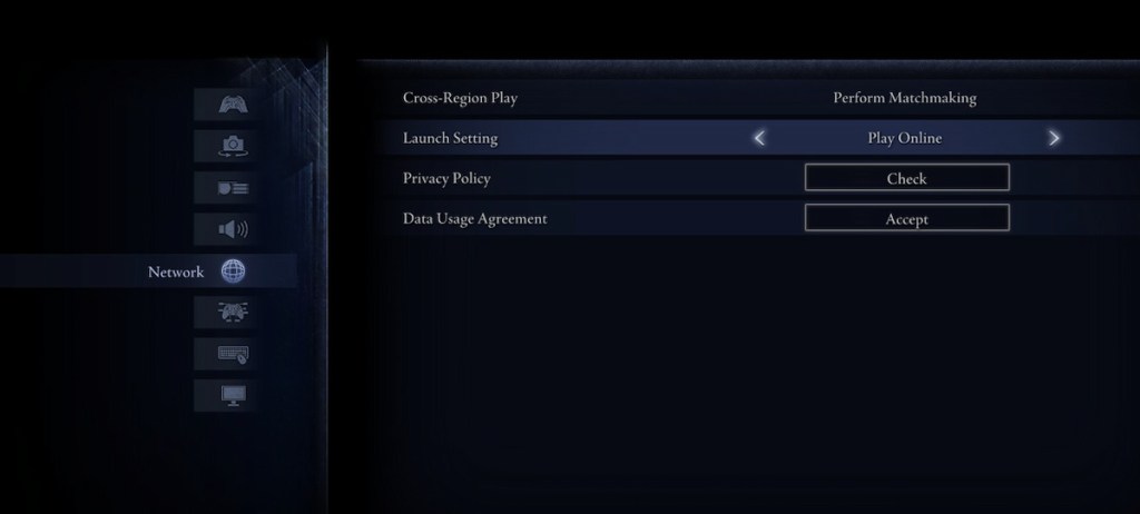 Elden Ring Nightreign Network Settings menu 