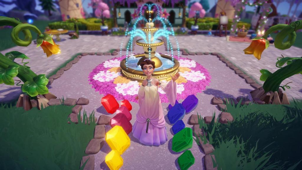 Standing by some square Gems in Disney Dreamlight Valley