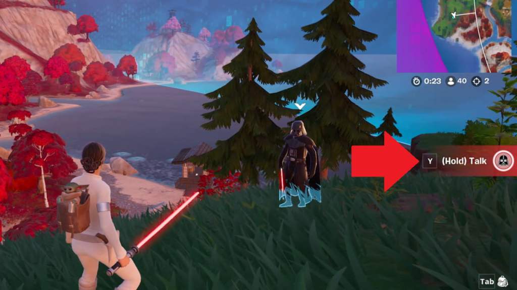 Talk to Darth Vader button Fortnite