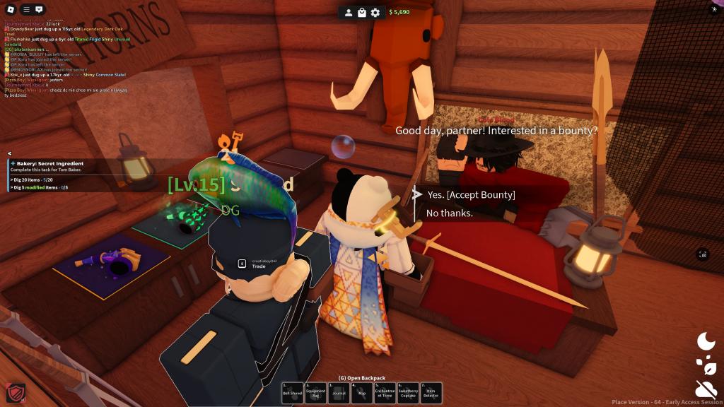 A Roblox player is talking to the Combat Guild NPC in Roblox Dig