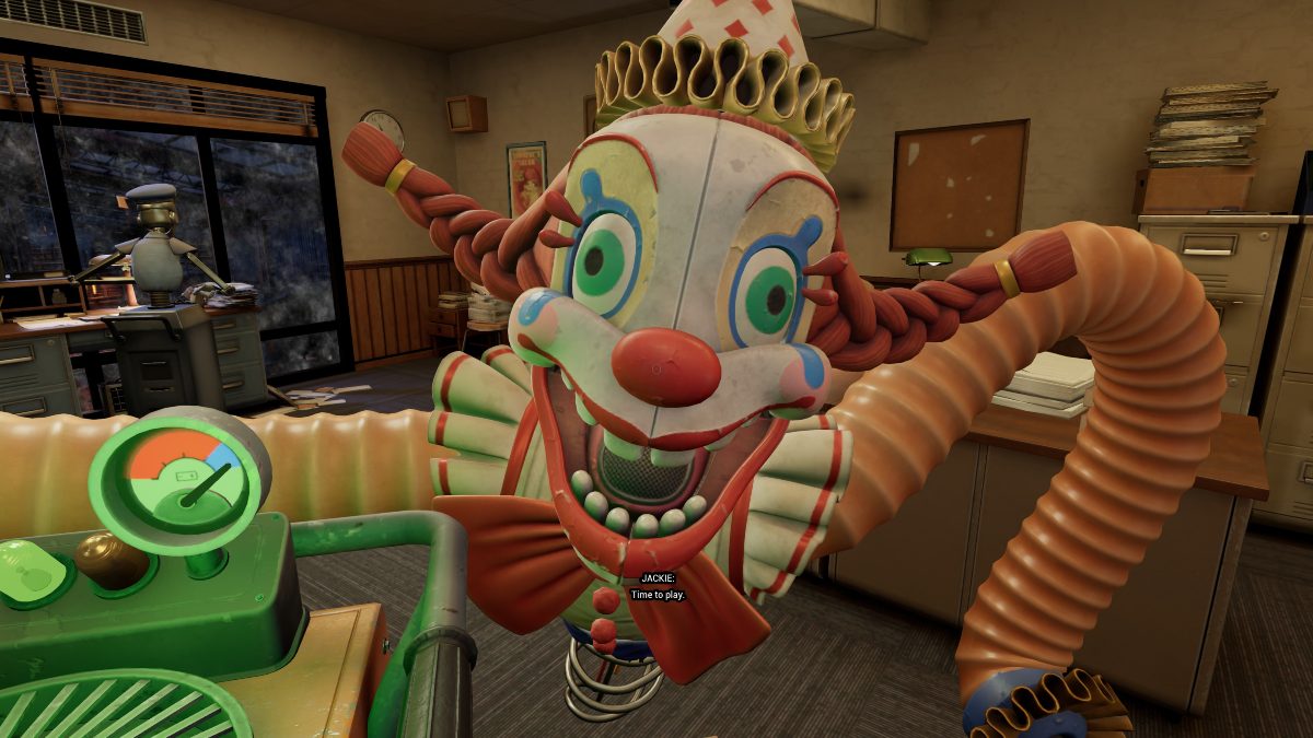 Close up shot of Jackie in the Box