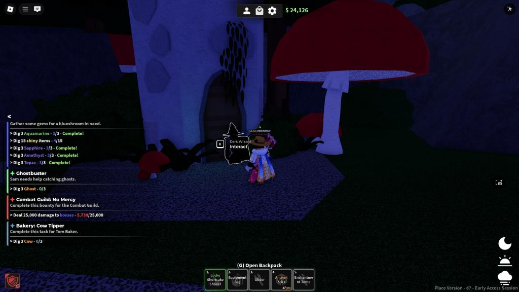 Roblox Dig player is talking to the Dark Wizard