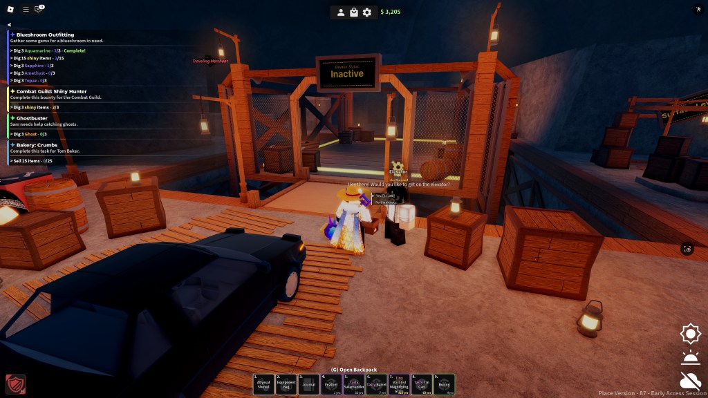 Roblox Dig player is about to enter the elevator