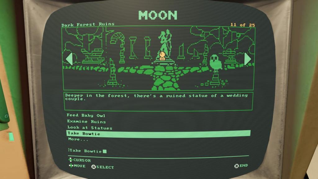 Taking the Bowtie from the statue in Moon.exe