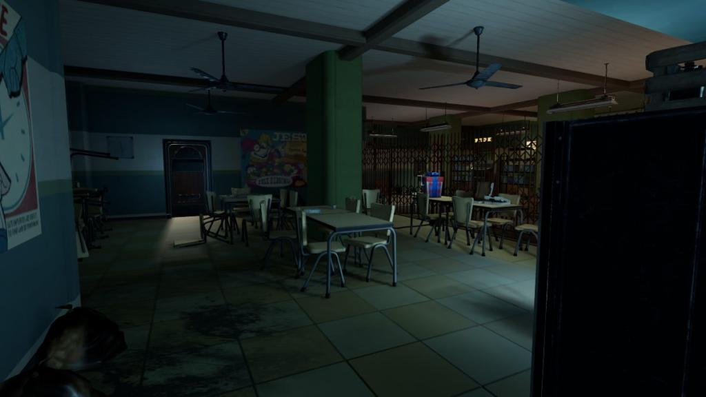 Present in shuttered area, accessible via South Hall door code