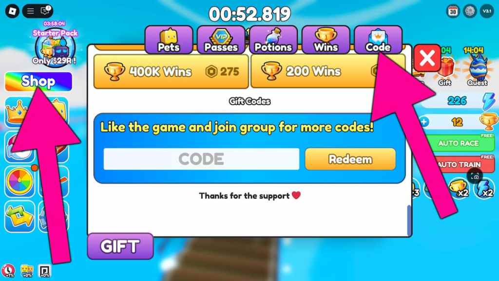 How to redeem Kayak Racing codes.