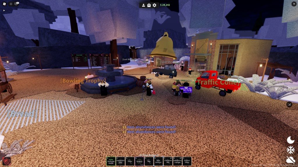 A Roblox Dig player is using the Item Detector