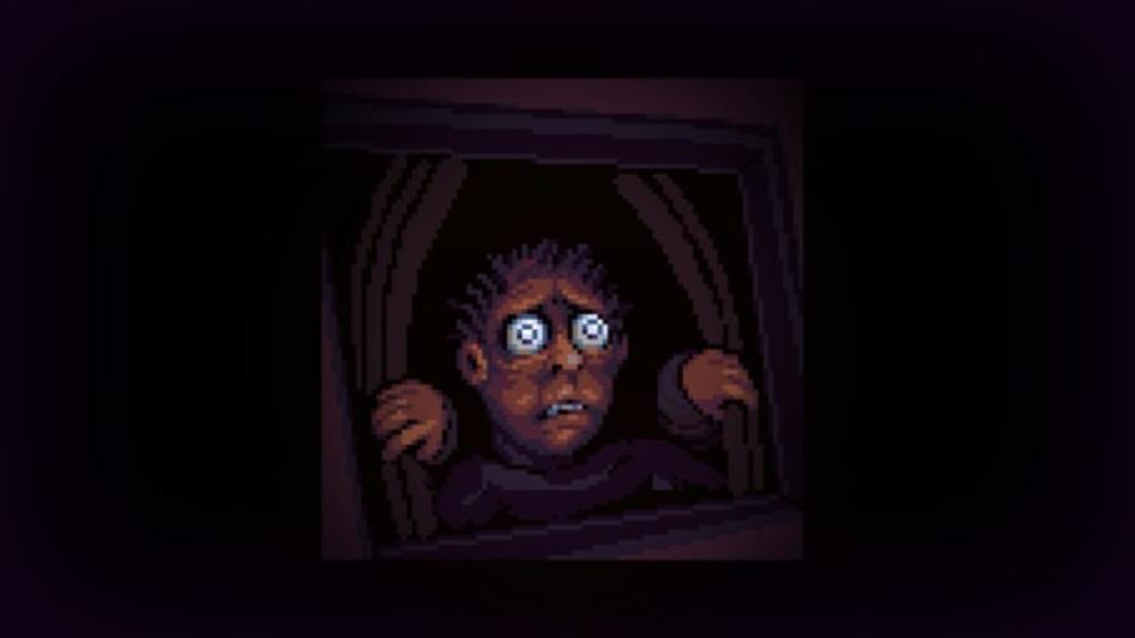 Sam looking outside the window in horror