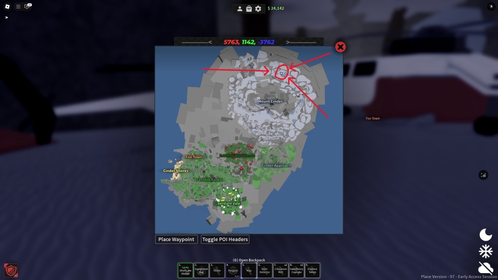 Emergency flare map location in Roblox Dig